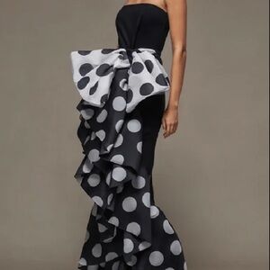 Elegant Black and White Polka Dot Dress